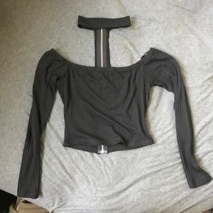 LF Black long sleeve chocker top